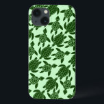 iPhone 13 Coque Tortue verte jolie Motif animale<br><div class="desc">Un joli motif fait de tortues de mer vertes remplit ce boîtier de téléphone Samsung. Idéal pour tous ceux qui aiment la faune / les animaux,  l'océan et les reptiles. La couleur vert clair de l'arrière - plan peut être changée par "Customiser".</div>
