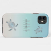 Coques Case-Mate iPhone Tortues Argentées Initiales Votre Nom (Dos (Horizontal))