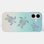 Coques Case-Mate iPhone Tortues Argentées Style Plage Turquoise Côtière (Verso (horizontal))