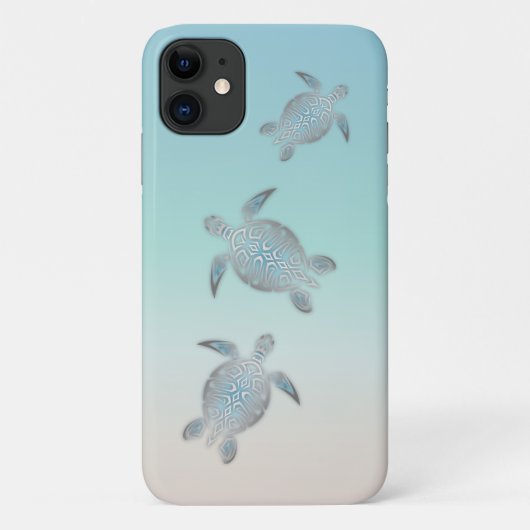 Coques Case-Mate iPhone Tortues Argentées Style Plage Turquoise Côtière (Dos)