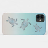 Coques Case-Mate iPhone Tortues Argentées Style Plage Turquoise Côtière (Dos (Horizontal))