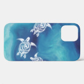Coques Case-Mate iPhone Tortues blanches dans l'océan bleu (Verso (horizontal))