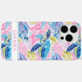 Coques Case-Mate iPhone Tortues de mer à l'aquarelle monogrammées (Verso (horizontal))