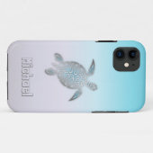Coques Case-Mate iPhone Tortues de mer Argent Monogramme animal (Dos (Horizontal))