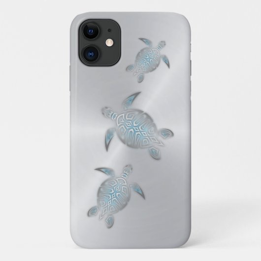 Coques Case-Mate iPhone Tortues de mer argentées (Dos)