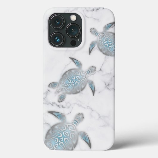 Coques Case-Mate iPhone Tortues de mer grises en marbre d'argent (Verso)