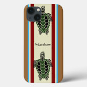 Coques Case-Mate iPhone Tortues de mer tribales avec des bandes verticales (Verso)
