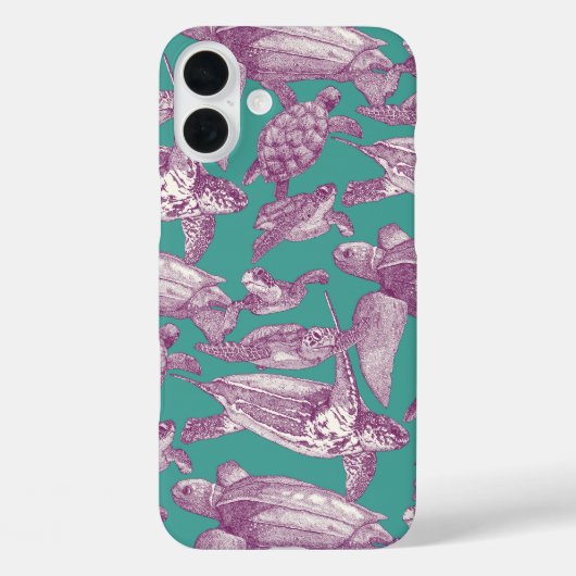 Coques Case-Mate iPhone tortues de mer violet turquoise (Verso)