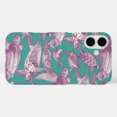 Coques Case-Mate iPhone tortues de mer violet turquoise (Verso (horizontal))