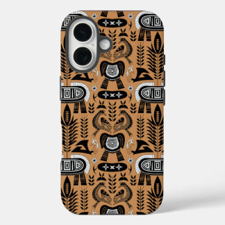 Coques iPhone 16 Totem du patrimoine - Motif d'animaux tribaux afri