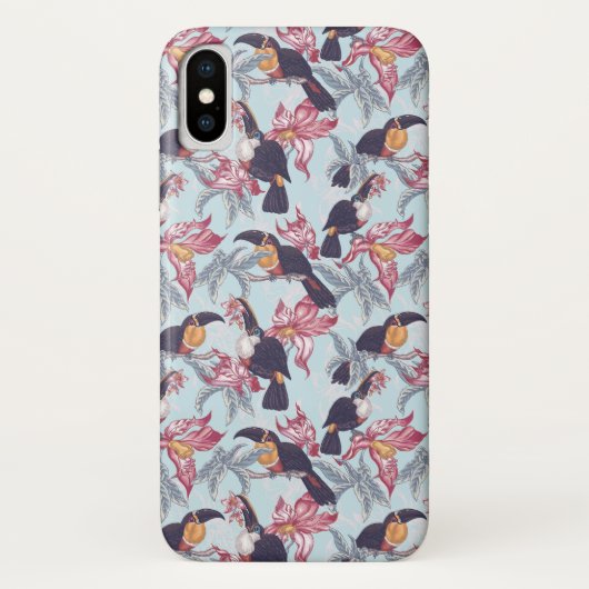 Coques Case-Mate iPhone Toucans À Fleurs Exotiques (Dos)