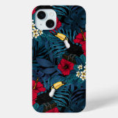 Coques Case-Mate iPhone Toucans et flore tropicale, verte et rouge (Verso)