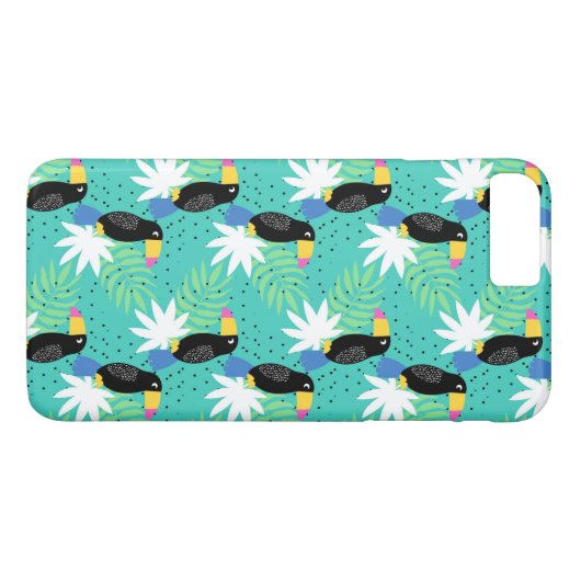 Coques Case-Mate iPhone Toucans sur Teal (Dos (Horizontal))