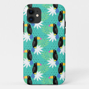 Coques Pour iPhone Toucans sur Turquoise