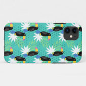 Coques Case-Mate iPhone Toucans sur Turquoise (Dos (Horizontal))