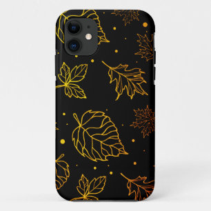 Case-Mate iPhone Case Touche de Feuilles de cuivre d'élégance sur le noi