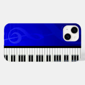 Coques Case-Mate iPhone Touches de piano à effet bleu notes musicales (Verso (horizontal))