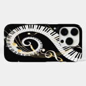 Coques Case-Mate iPhone Touches de piano et notes de musique d'or (Verso (horizontal))