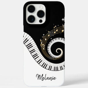Coques iPhone 16 Pro Max Touches de piano et notes de musique d'or