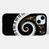 Coques Case-Mate iPhone Touches de piano et notes de musique d'or (Verso (horizontal))