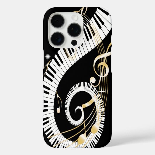 Coques Case-Mate iPhone Touches de piano et notes de musique d'or (Verso)
