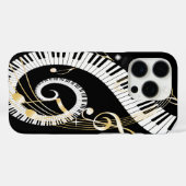 Coques Case-Mate iPhone Touches de piano et notes de musique d'or (Verso (horizontal))