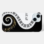 Coques Case-Mate iPhone Touches de piano Monogram et notes musicales (Verso (horizontal))