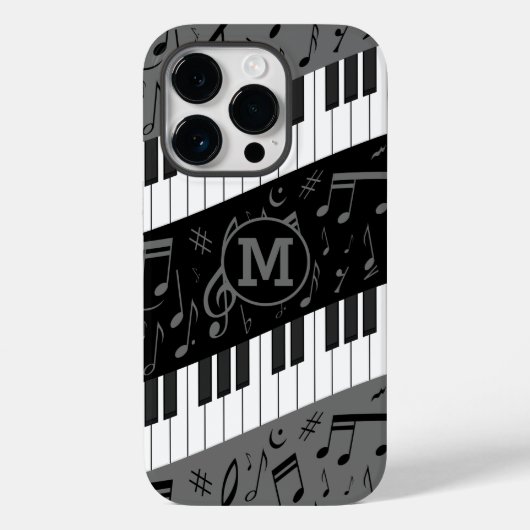 Coques Case-Mate iPhone Touches de piano monogramme et notes musicales (Verso)