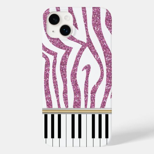 Coques Case-Mate iPhone Touches de piano Parties scintillant rose Zebra Im (Verso)