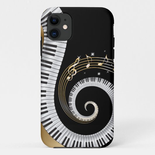 Coques Case-Mate iPhone Touches de piano tourbillonnant avec des notes mus (Dos)