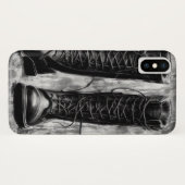 Coques Case-Mate iPhone Tough Biker Black Lace Up Boots Drawing (Dos (Horizontal))