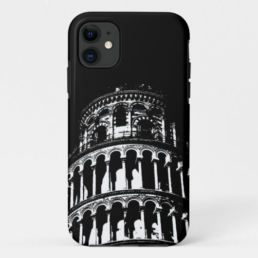 Coques Case-Mate iPhone Tour blanche noire de Pise Italie (Dos)