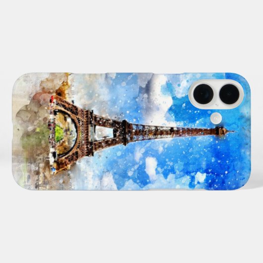 Coques Case-Mate iPhone Tour Eiffel aquarelle (Verso (horizontal))