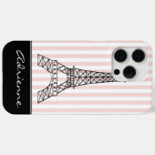 Coques Case-Mate iPhone Tour Eiffel aux rayures roses (Verso (horizontal))