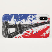 Coques Case-Mate iPhone Tour Eiffel | drapeau grunge de Paris, France | (Dos (Horizontal))