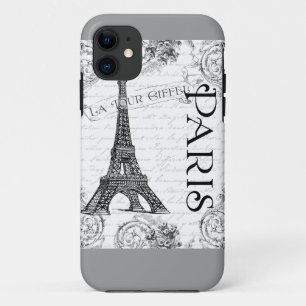 Coque iPhone 11 Tour Eiffel en noir et blanc
