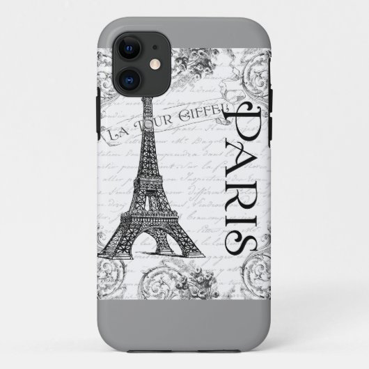 Coques Case-Mate iPhone Tour Eiffel en noir et blanc (Dos)