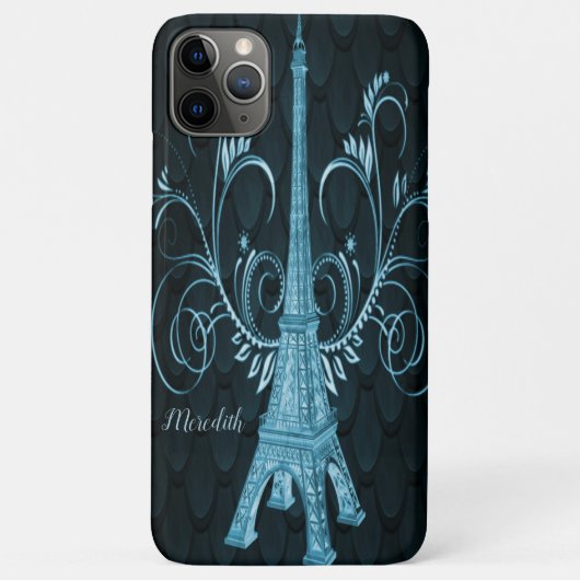 Coques Case-Mate iPhone Tour Eiffel Floriaux bleus (Dos)