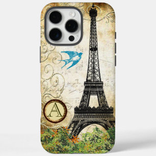 iPhone 16 Pro Max Case Tour Eiffel Monogram Vintage Bird