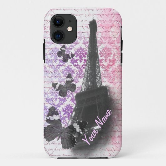 Coques Case-Mate iPhone Tour Eiffel & papillons (Dos)