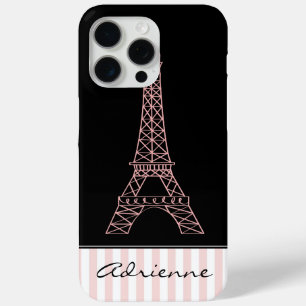 Coque iPhone 15 Pro Max Tour Eiffel Paris Chic rose