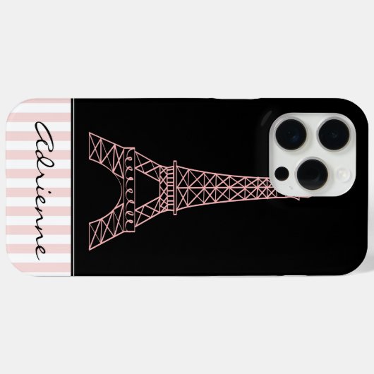 Coques Case-Mate iPhone Tour Eiffel Paris Chic rose (Verso (horizontal))