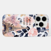 Coques Case-Mate iPhone Tour Eiffel Paris Floral (Verso (horizontal))
