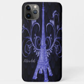 Coques Case-Mate iPhone Tour Eiffel Tourbillons floraux violets (Dos)
