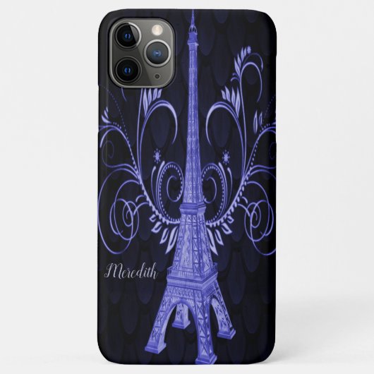 Coques Case-Mate iPhone Tour Eiffel Tourbillons floraux violets (Dos)