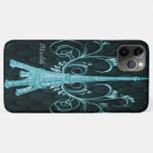 Coques Case-Mate iPhone Tour Eiffel Turquoise Floral (Dos (Horizontal))