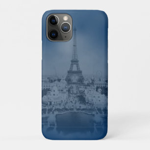 Coque iPhone 11 Pro Tour Eiffel vintage en bleu