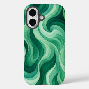 Coques iPhone 16 Tourbillon abstrait d'océan émeraude