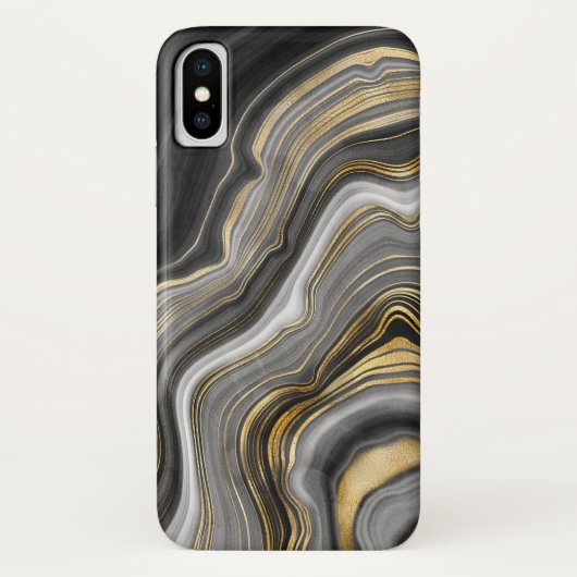 Coques Case-Mate iPhone Tourbillon abstrait noir et or (Dos)