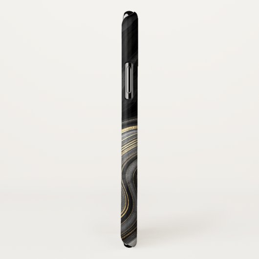 Coques Case-Mate iPhone Tourbillon abstrait noir et or (Dos/Droite)